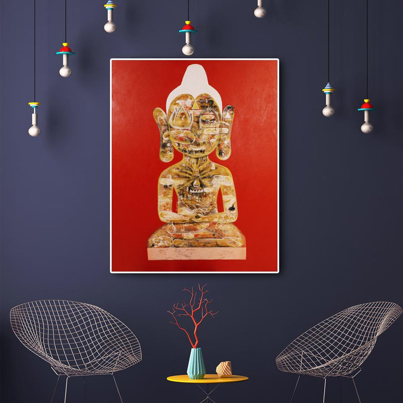 Meditating Buddha (Thursday Birthday Buddha), Original Painting by Amalakaa