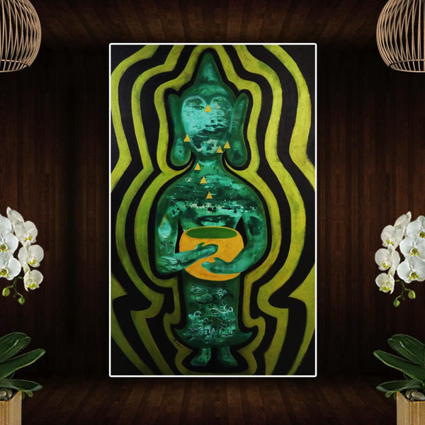 Paang Oombaat (Wednesday Birthday Buddha), Original Painting by Amalakaa