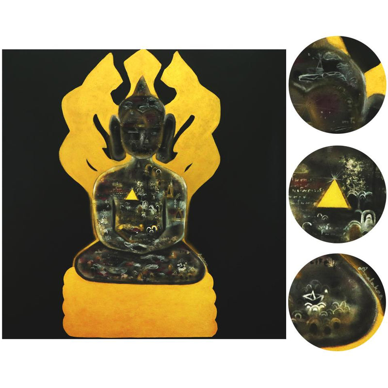 Naga King Protection (Saturday Birthday Buddha), Original Painting by Amalakaa