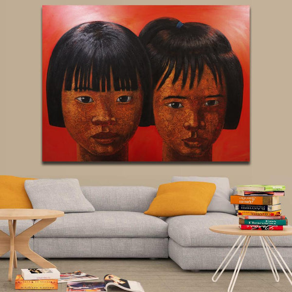 Two Faces, Original Painting by Pramual